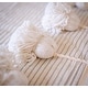 preview thumbnail 4 of 3, Handwoven Moroccan Blanket with Pom Pom in White and Tan