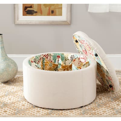 SAFAVIEH Paris Beige Shoe Storage Ottoman