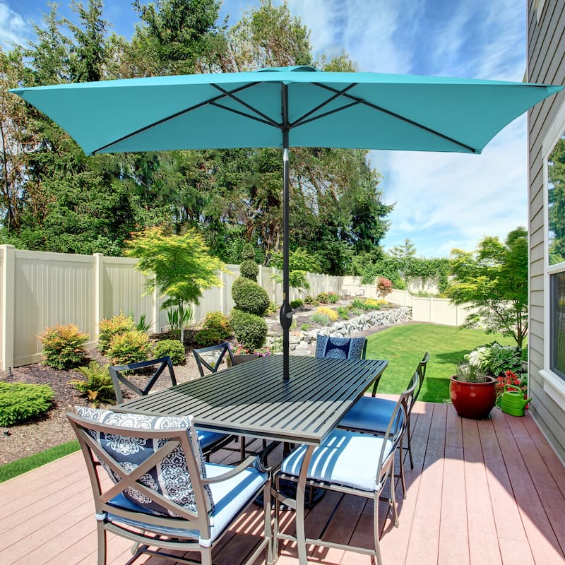 Bonosuki 10x6.5ft Rectangular Aluminum Patio Market Umbrella - Lake Blue