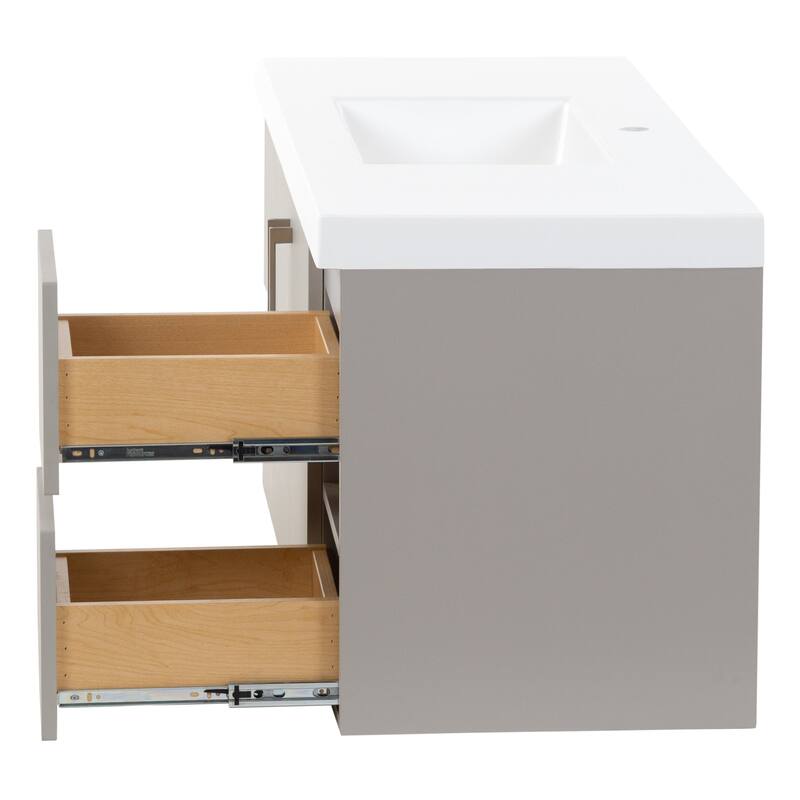Spring Mill Cabinets Innes 48.5" Floating Bathroom Vanity With Cabinet, 2 Drawers and White Sink Top