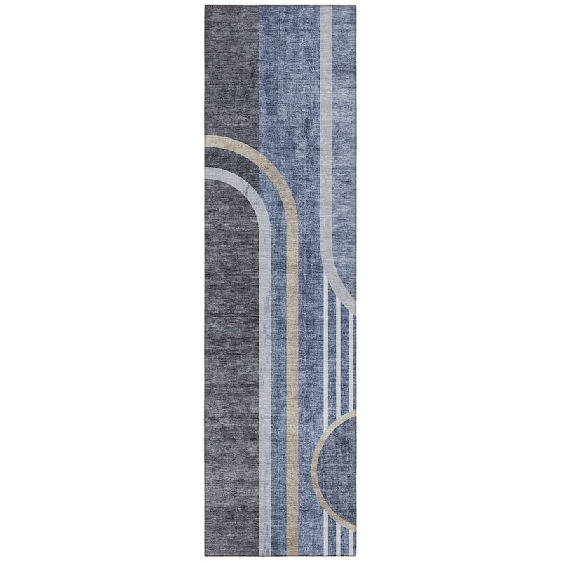 Machine Washable Indoor/ Outdoor Chantille Mid Century Modern Rug