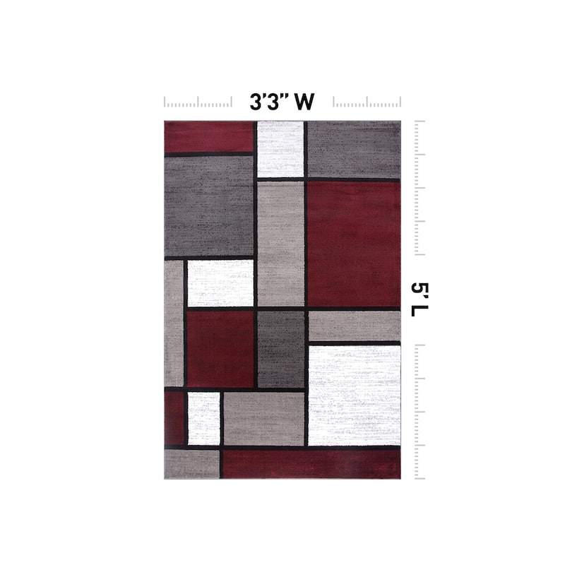 World Rug Gallery Contemporary Modern Boxed Color Block Area Rug