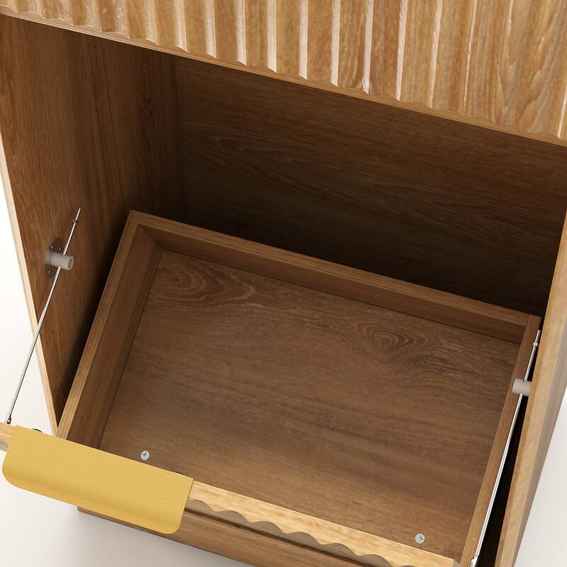 Homy Casa Farmhouse Double Tilt-Out Trash Cabinet, 20/10 G Recycling Bin, Barn Door Laundry Sorter with Drawer, Kitchen Tilt Out