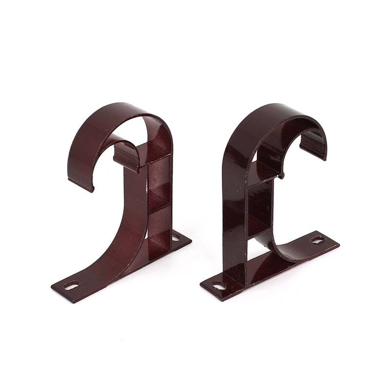 2pcs 3" Metal Single Hang Curtain Rod Holder Bracket Into Window Frame - Burgundy