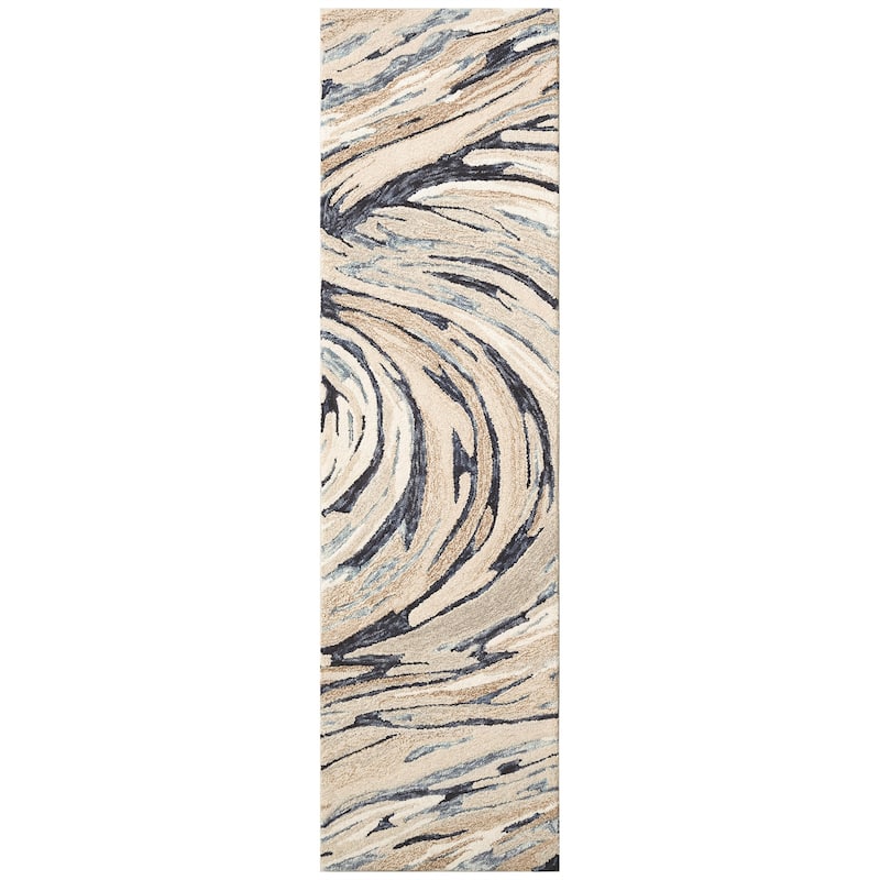 Liora Manne SAVOY Big Wave Indoor Area Rug - 27"x8' - Blue