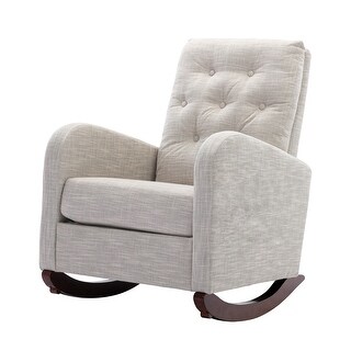 Modern High Back Rocking Chair, Comfortable Rocker Fabric Padded Seat ...