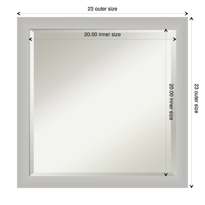Beveled Wood Bathroom Wall Mirror - Low Luster Silver Frame - Low Luster Silver - 23 x 23 in