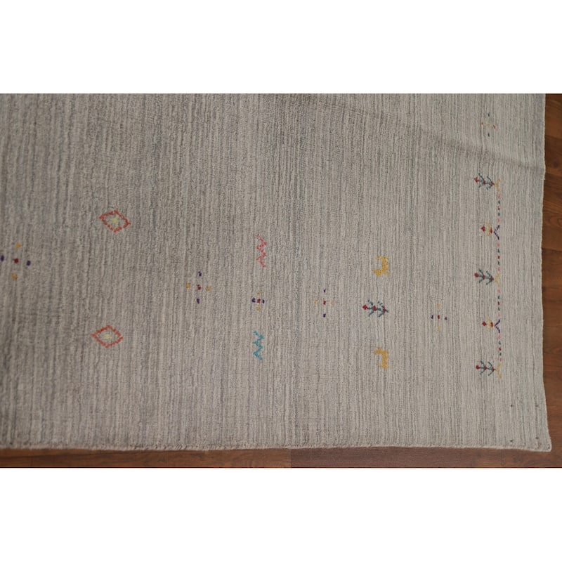 Gabbeh Indian Area Rug Hand-Knotted Oriental Wool Carpet - 8'0"x 9'7"