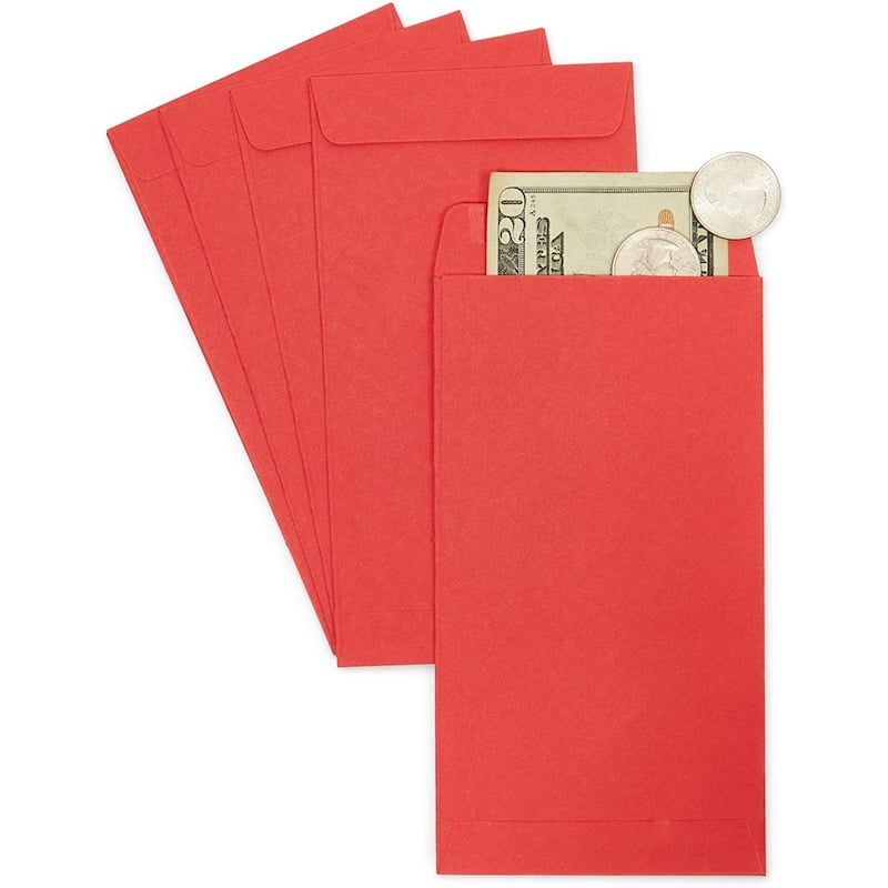 Paper Junkie 100 Pack Red Kraft Paper Money Saving Envelopes for Cash Gift Budgeting 3.5x6.5"