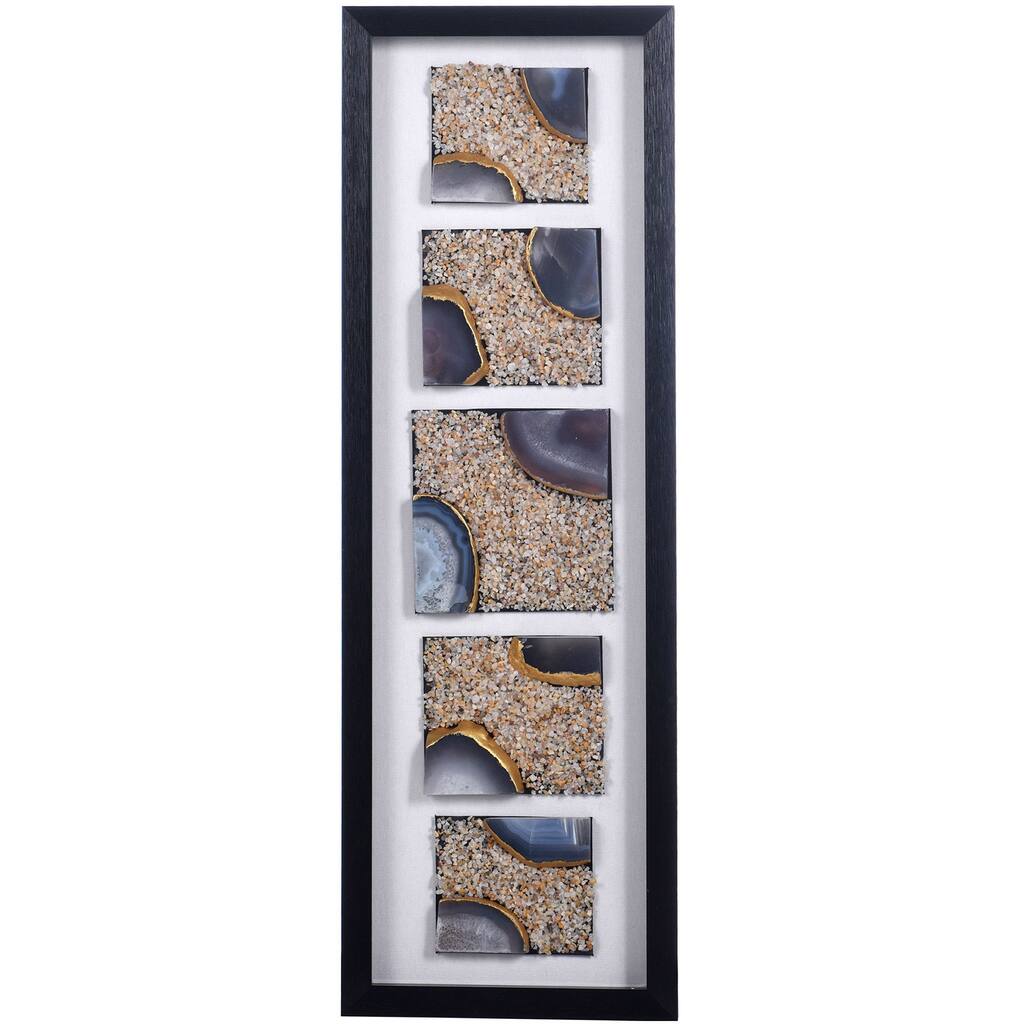 Agate Blue II - Shadow Box Wall Art With Agate Stones - Black Frame