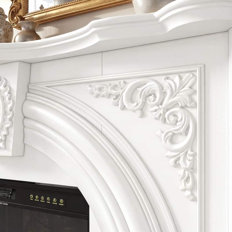 Freestanding Electric Fireplace with Mantel, 24" Electric Fireplace Insert, Adjustable Flame Colors, Remote Control & Thermostat