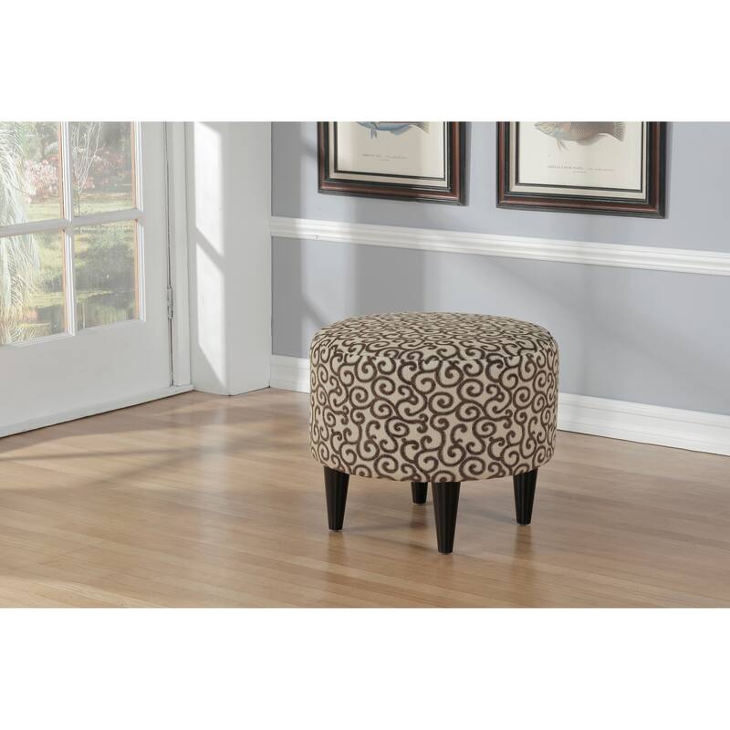 Sophia by Sole Designs Upholstered Round Living Room Ottoman