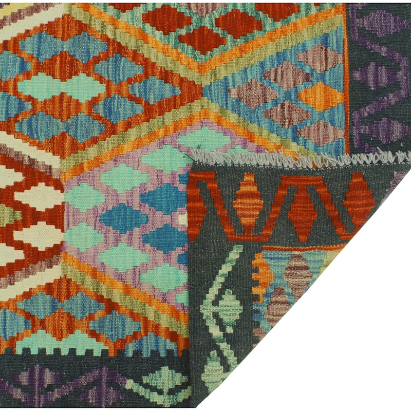 Flatweave Oscar Black/Rust Rug - 5'0" x 6'10"
