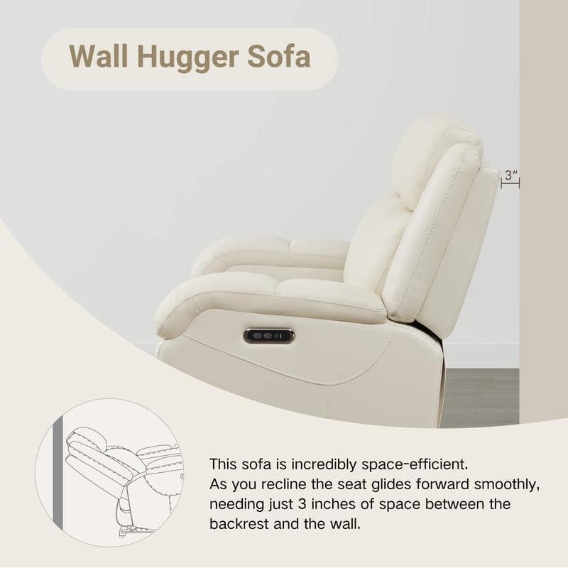 Spruce & Spring Hadlee Genuine leather Reclining Sofa with Multi-Function Console.