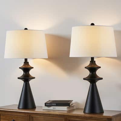 KAWOTI 28inch Modern Black Metal Table Lamp Set (Set of 2) - W15" * H 28"