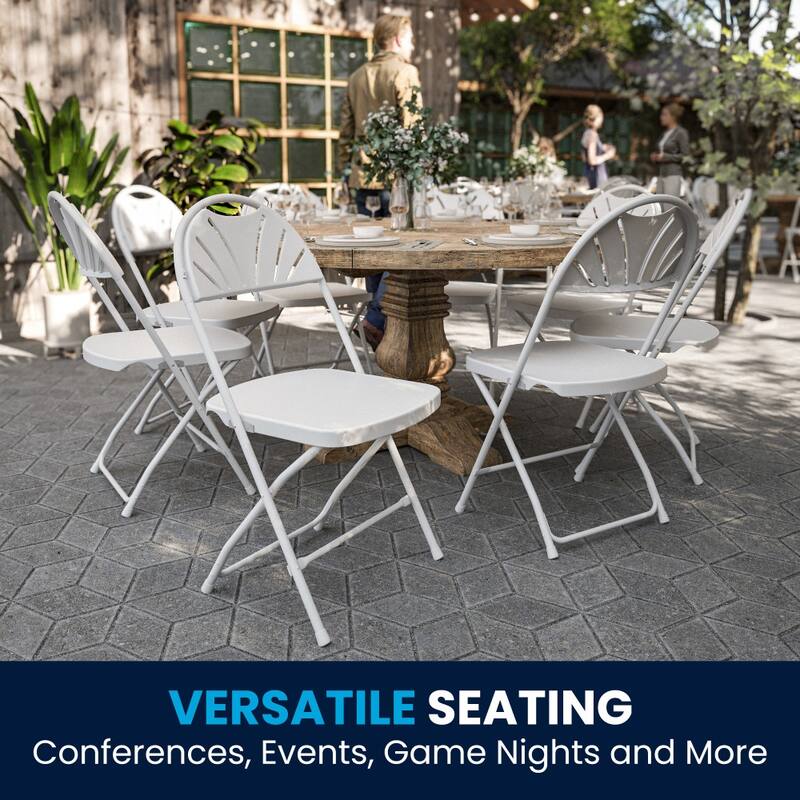 8 Pack 650 lb. Capacity Plastic Fan Back Folding Chair