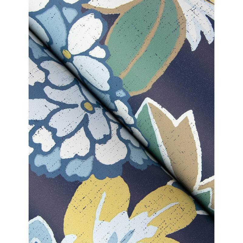 A-Street Prints Valdivian Indigo Floral Wallpaper