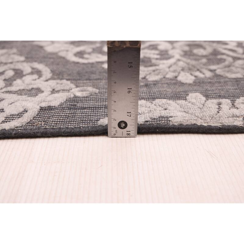 ECARPETGALLERY Hand Loomed Elysian Dark Grey Viscose, Wool Rug - 8'3 x 9'9