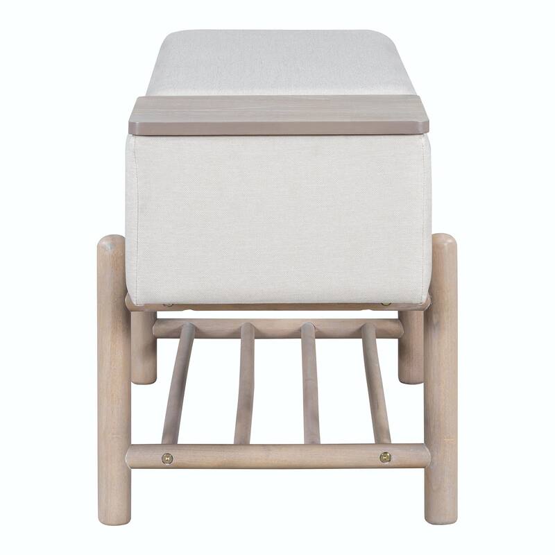 Farmhouse Upholstered Storage Bench with Hidden Compartment