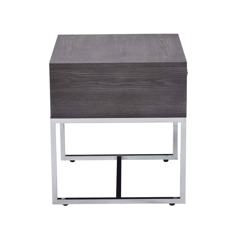 Nyholm Grey Oak and Chrome Storage End Table
