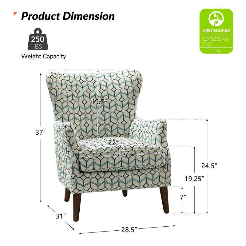 Nikolaus Traditional Comfy Living Room Armchair with Solid Wood Legs and Thick Seat Cushion by HULALA HOME