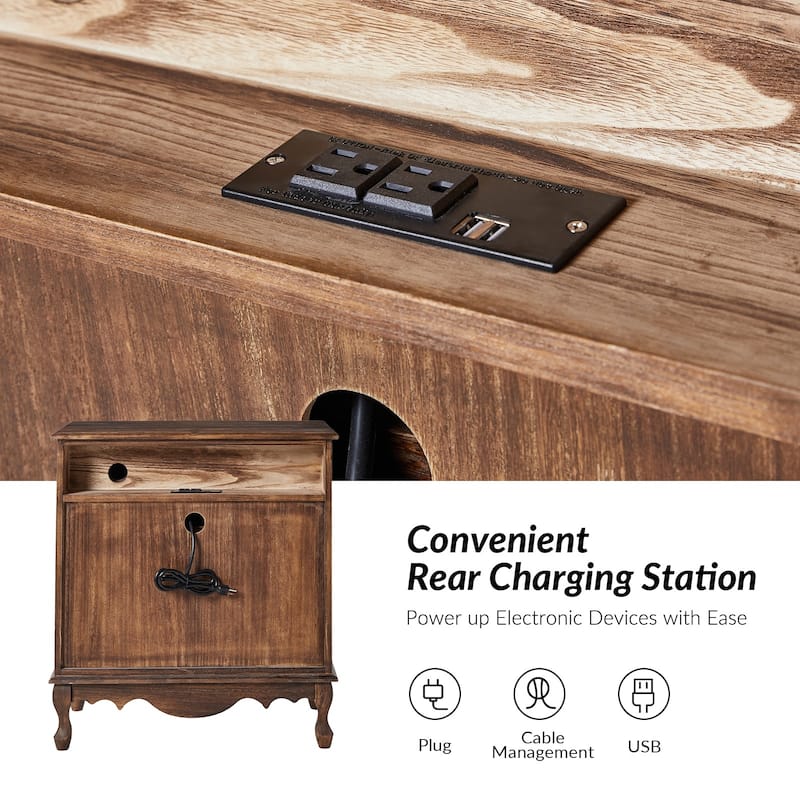 Pallantium Farmhouse 30"Tall Distressed 3-Drawer Nightstand With Solid Wood Legs and Adjustable Feet by HULALA HOME