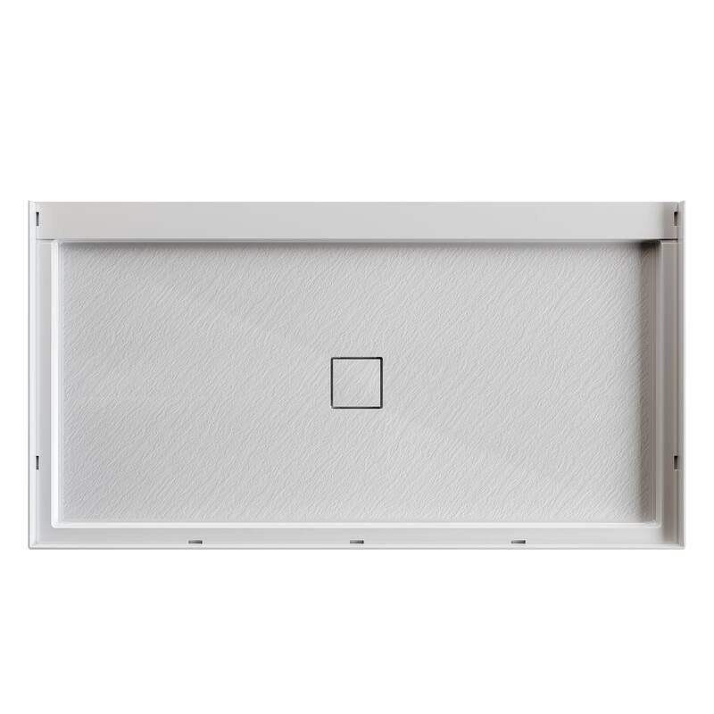 60" x 32" Single Threshold Center-Drain Shower Pan Base in White