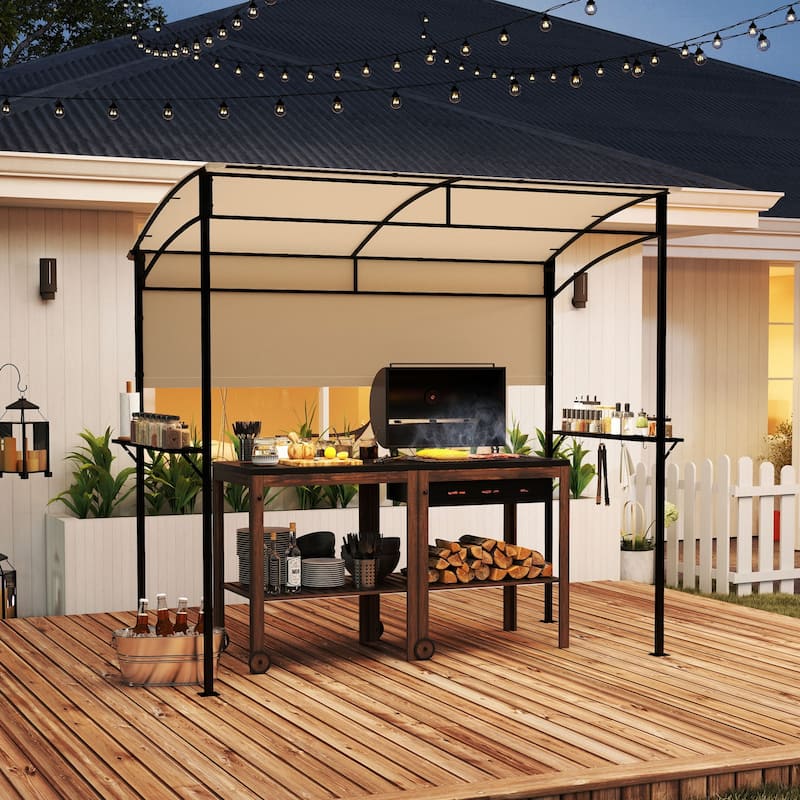 Gymax 7.8 x 4.4 FT Grill Gazebo Outdoor Patio BBQ Canopy w/ Metal