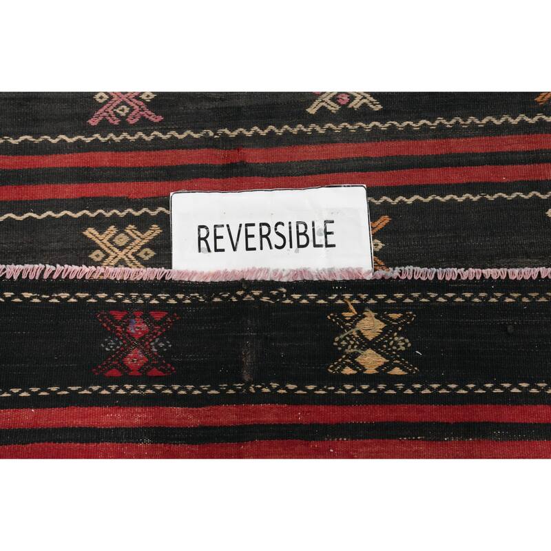 Hand Woven Oriental 100% Wool Carpet Southwestern Tribal Black Kilim Area Rug - 7' 9'' X 5' 11''