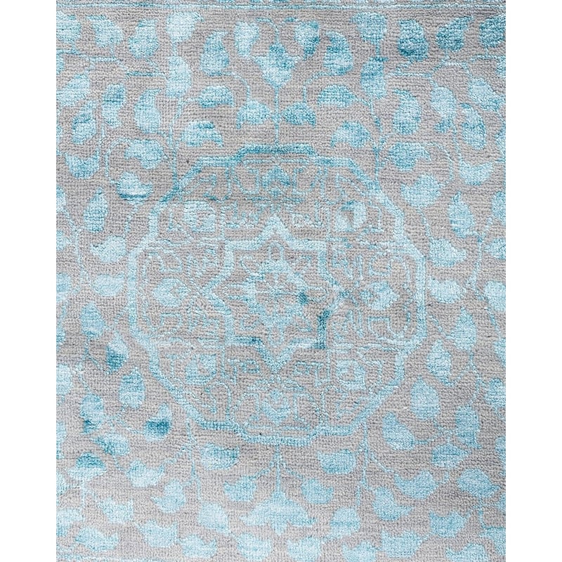 Ikat One-of-a-Kind Hand-Knotted Area Rug - Gray, 9' 0" x 12' 0" - 9' 0" x 12' 0"