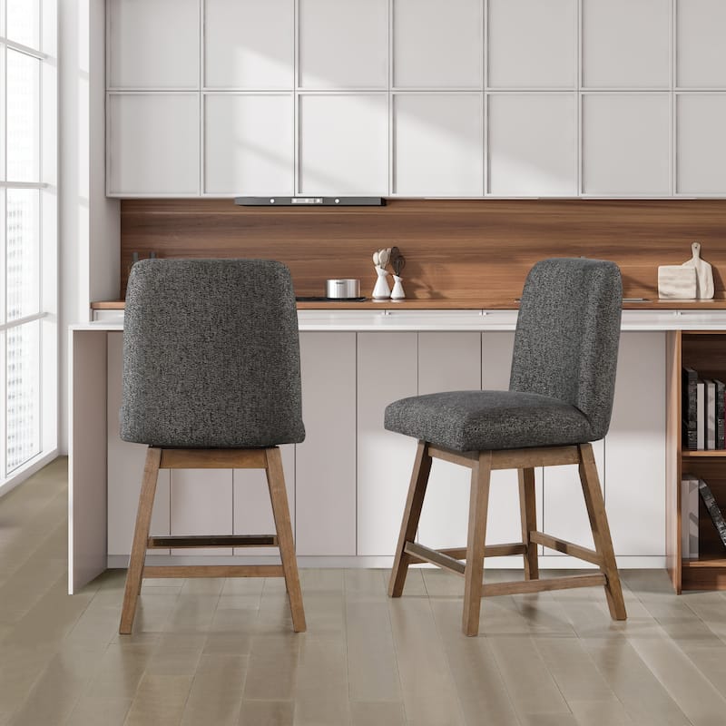 Finley 26" Swivel Counter Stool 2-Pack - Charcoal/Med Oak
