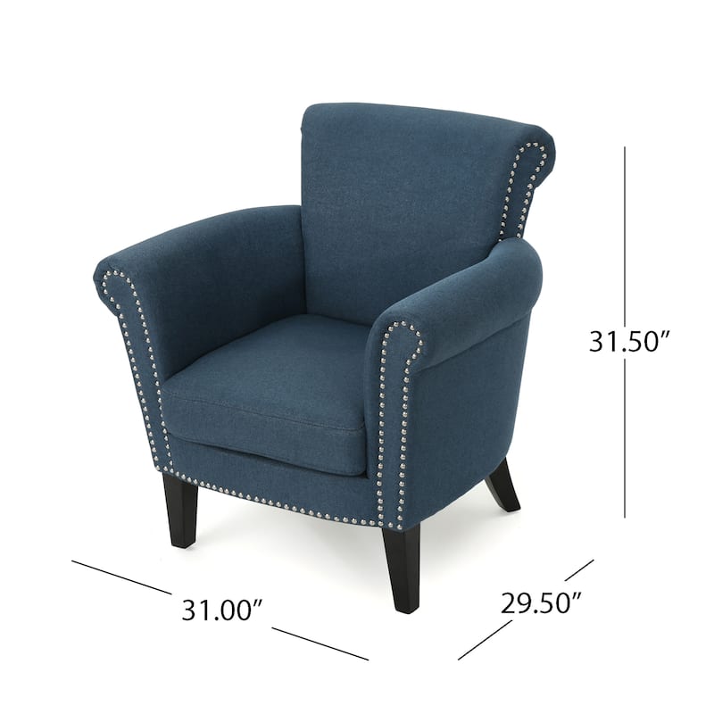 Brice Contemporary Scroll Arm Club Chair with Nailhead Trim by Christopher Knight Home