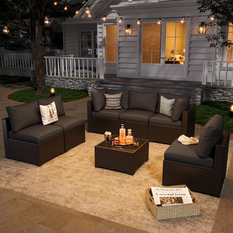 Wicker Rattan Patio Sectional Sofa Set
