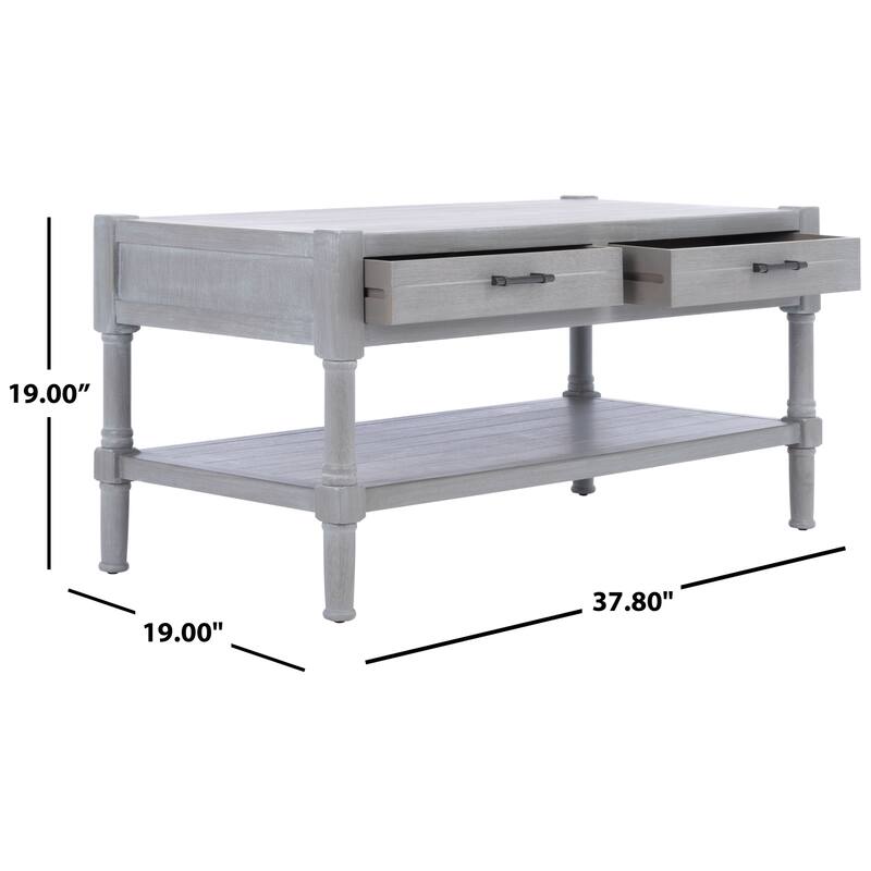 SAFAVIEH Filbert 2-Drawer Bottom Shelf Coffee Table - 37.8" W x 19" L x 19" H
