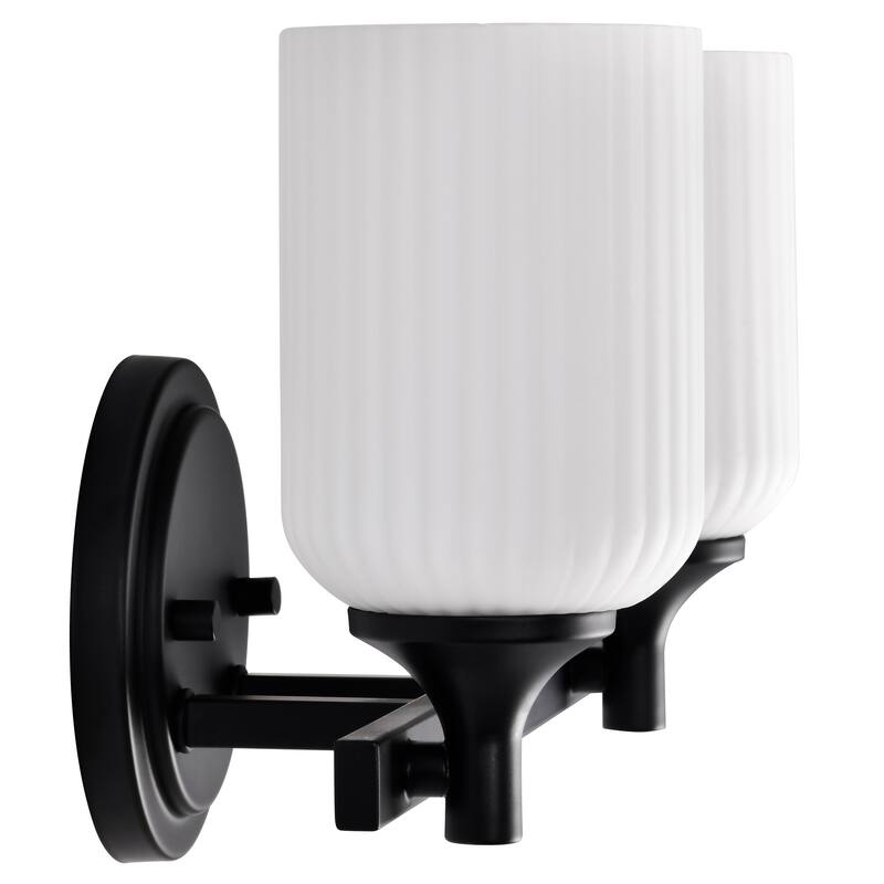 Solara 2 Light Vanity Matte Black Finish Frosted Ribbed Glass - Matte Black
