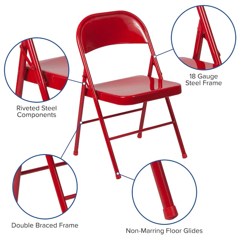 2 Pack Double Braced Metal Folding Chair