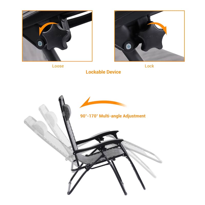 BONOSUKI Outdoor Foldable Recliner Lounge Chair Zero Gravity Chair