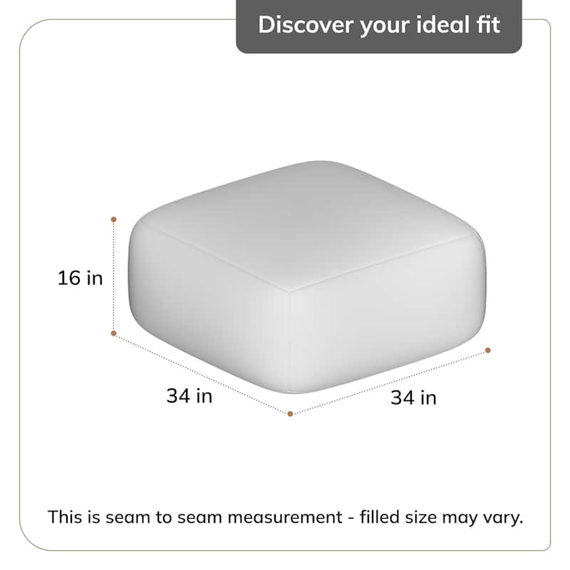 Jani Montanita Gray 34-inch Gray & Ivory Oversized Pouf Ottoman - Stylish Footrest for Living Room or Bedroom