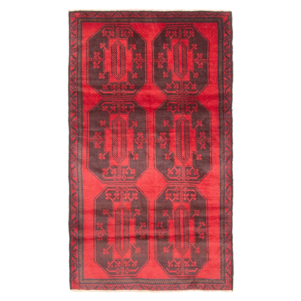 ECARPETGALLERY Hand-knotted Teimani Red Wool Rug - 3'8 x 6'7