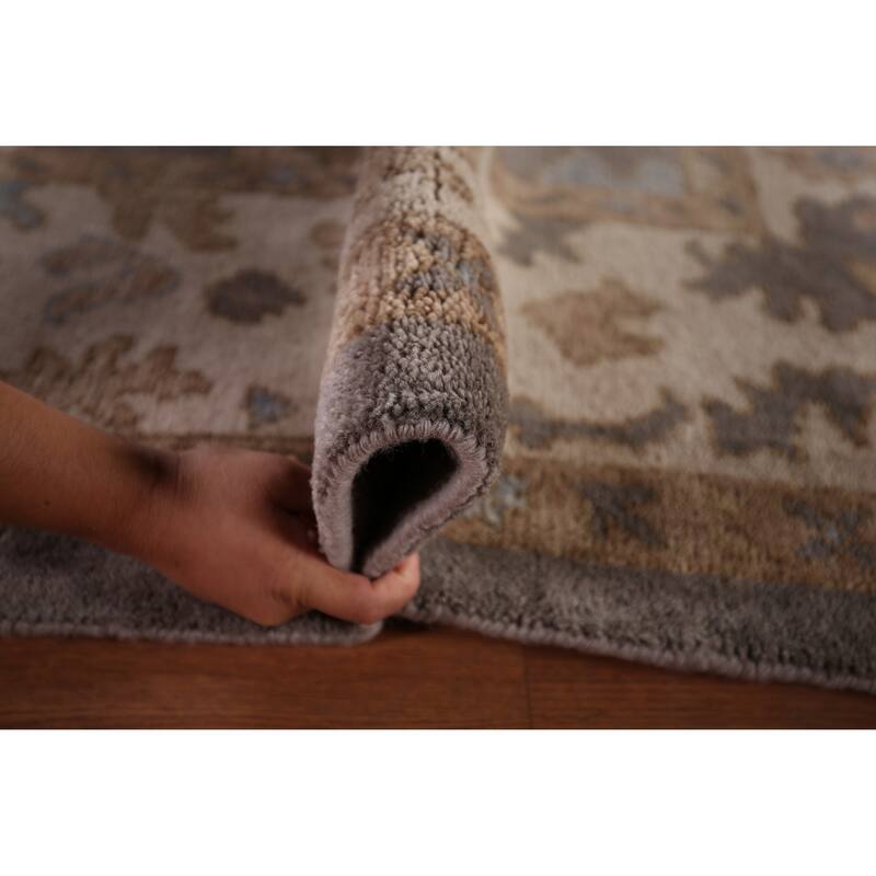 Gray Oushak Oriental Area Rug Handmade Transitional Wool Carpet - 9'2" x 11'9"