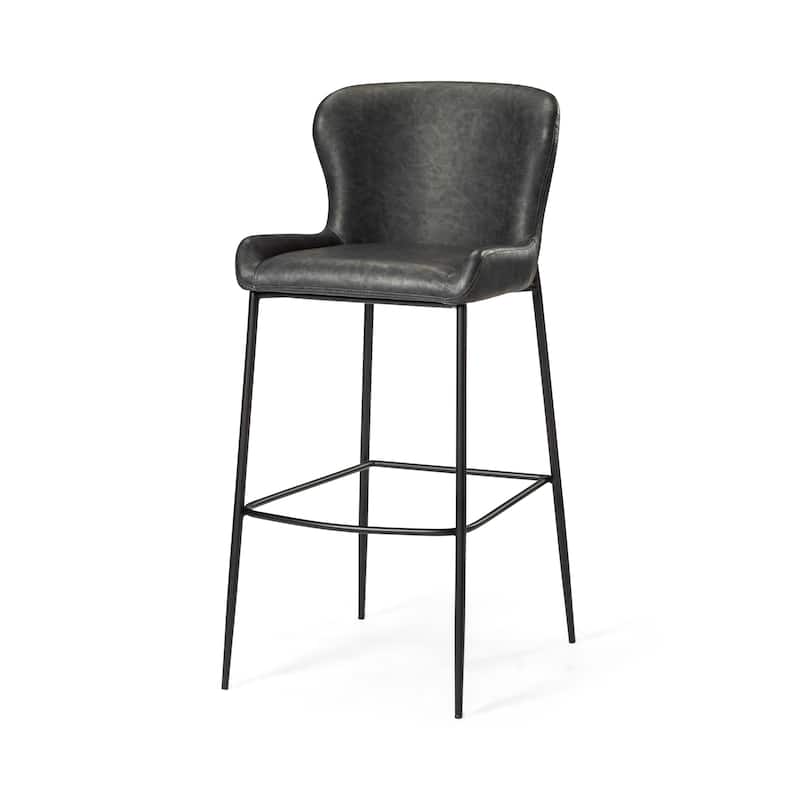 Maven Lane Naomi Metal Kitchen Stool with Vegan Leather Upholstery