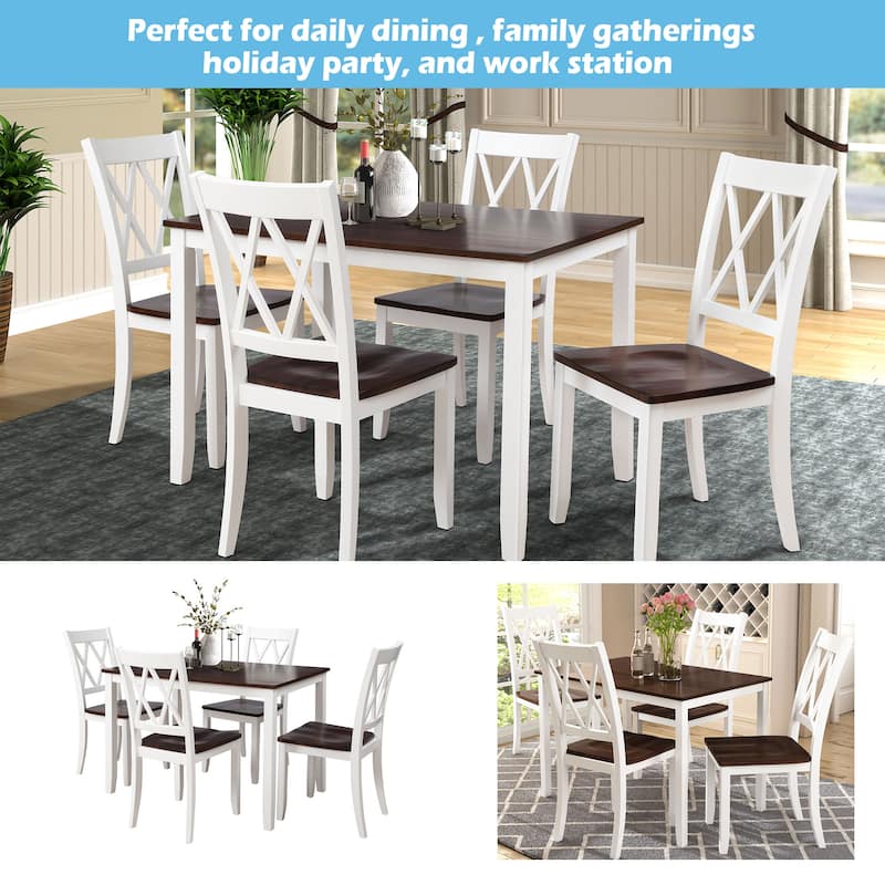 Dining Table Set Kitchen Rectangular Table and 4 Chairs for Kitchen