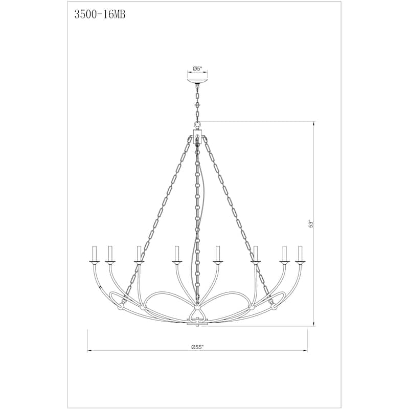 Arabella 16 Light Chandelier - Matte Black