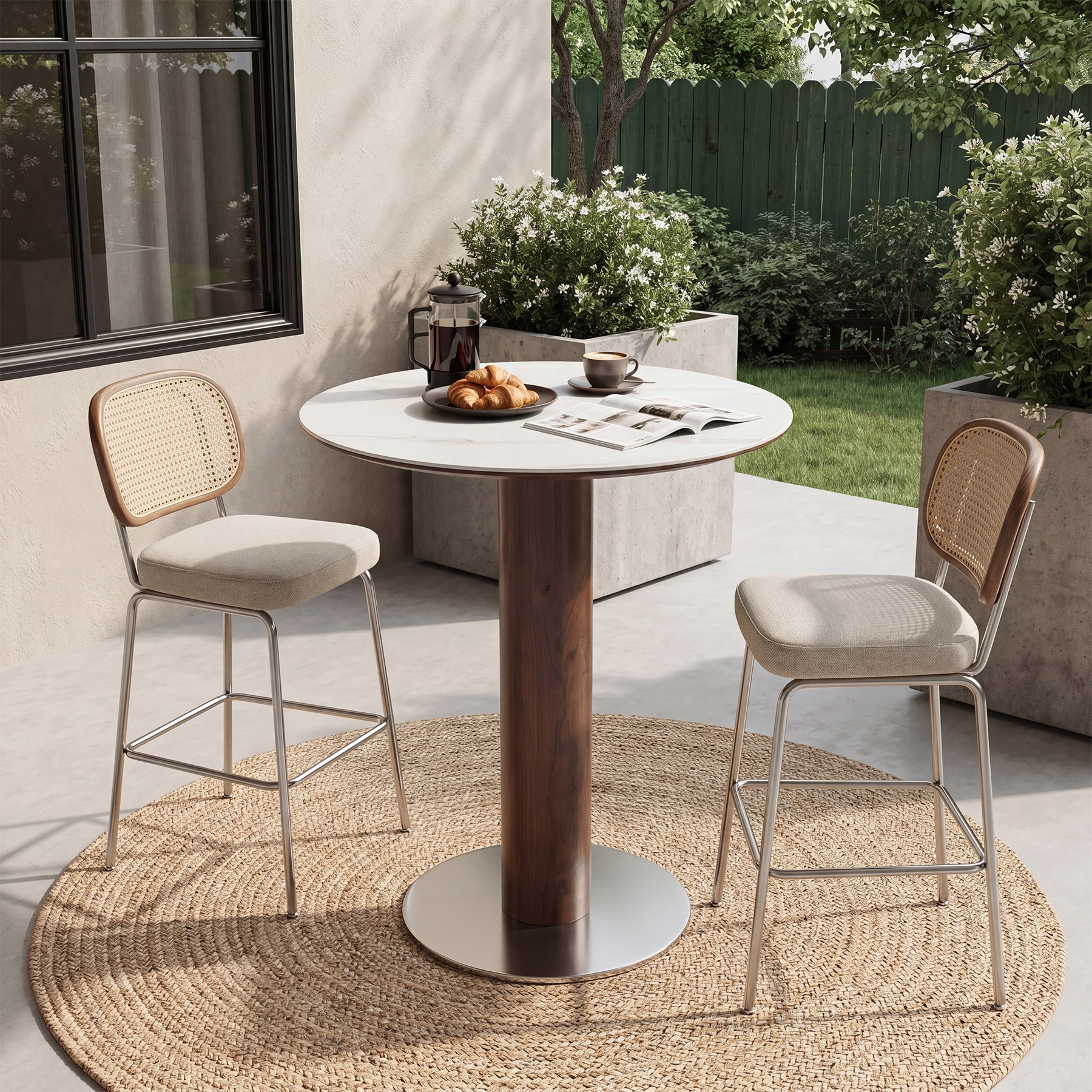 31.5" Round Bar Table with Sintered Stone Top for Dining and Bistro Spaces