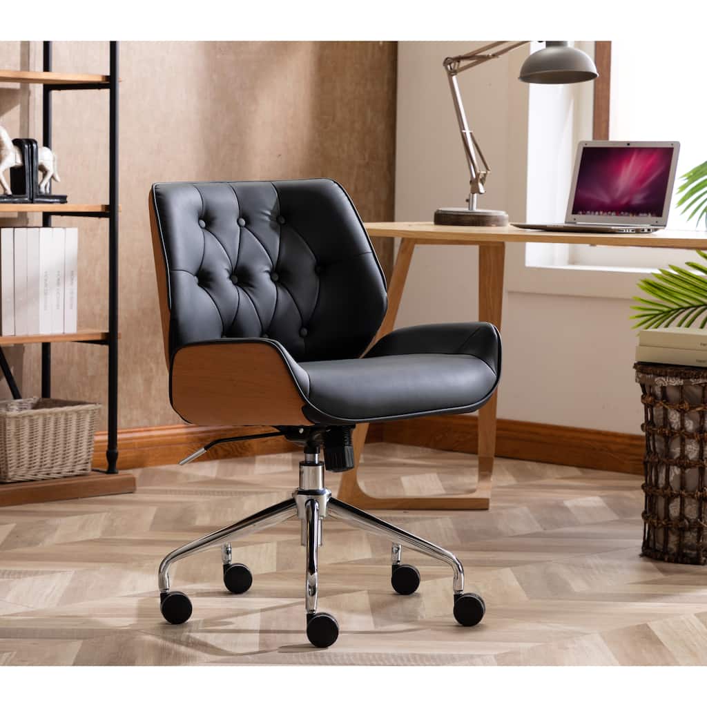 WOVENBYRD Adjustable Executive Swivel Office Chair with Button Tufting
