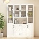 preview thumbnail 21 of 71, 78.7"Modular White Curio Bookcase Cabinet w/Glass Doors Buffet Display