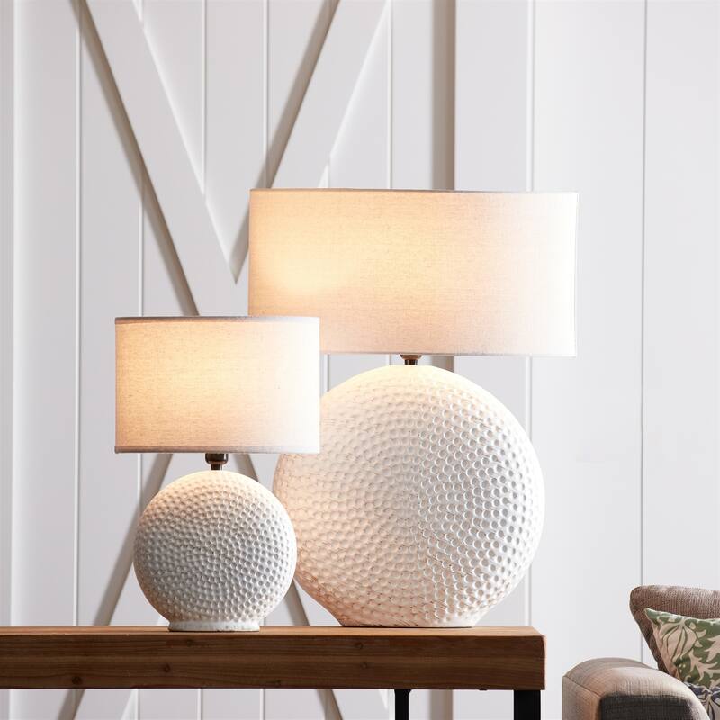 Notched Table Lamp with Drum Shade - 26.25" - White