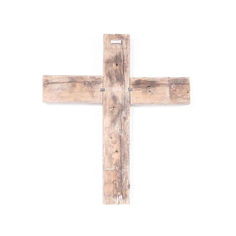 HomeRoots 16" X 11" Gray Wood Cross Hanging Dimensional Sculpture - 12" x 15" x 2"