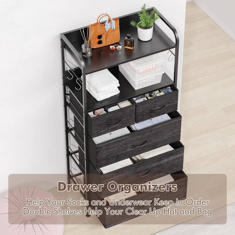 5 Drawers Dresser for Bedroom with Shelf
