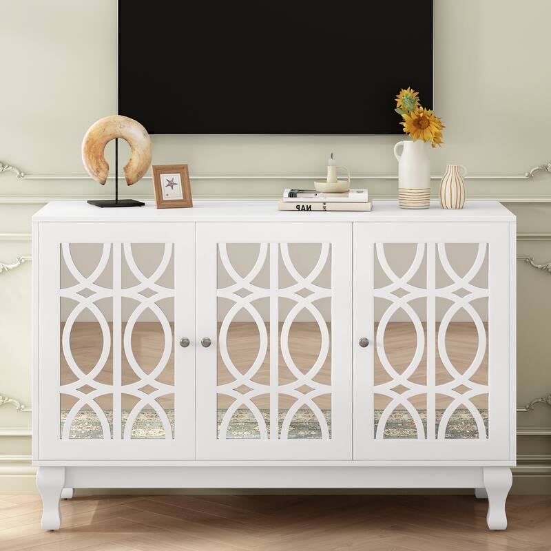 Modern Mirrored TV Stand for TV up to 55 Inches - 47.25" D x 15.75" W x 30.2" H